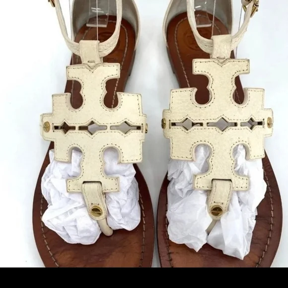 Tory Burch Cream and Tan Sandals - Picture 2 of 6
